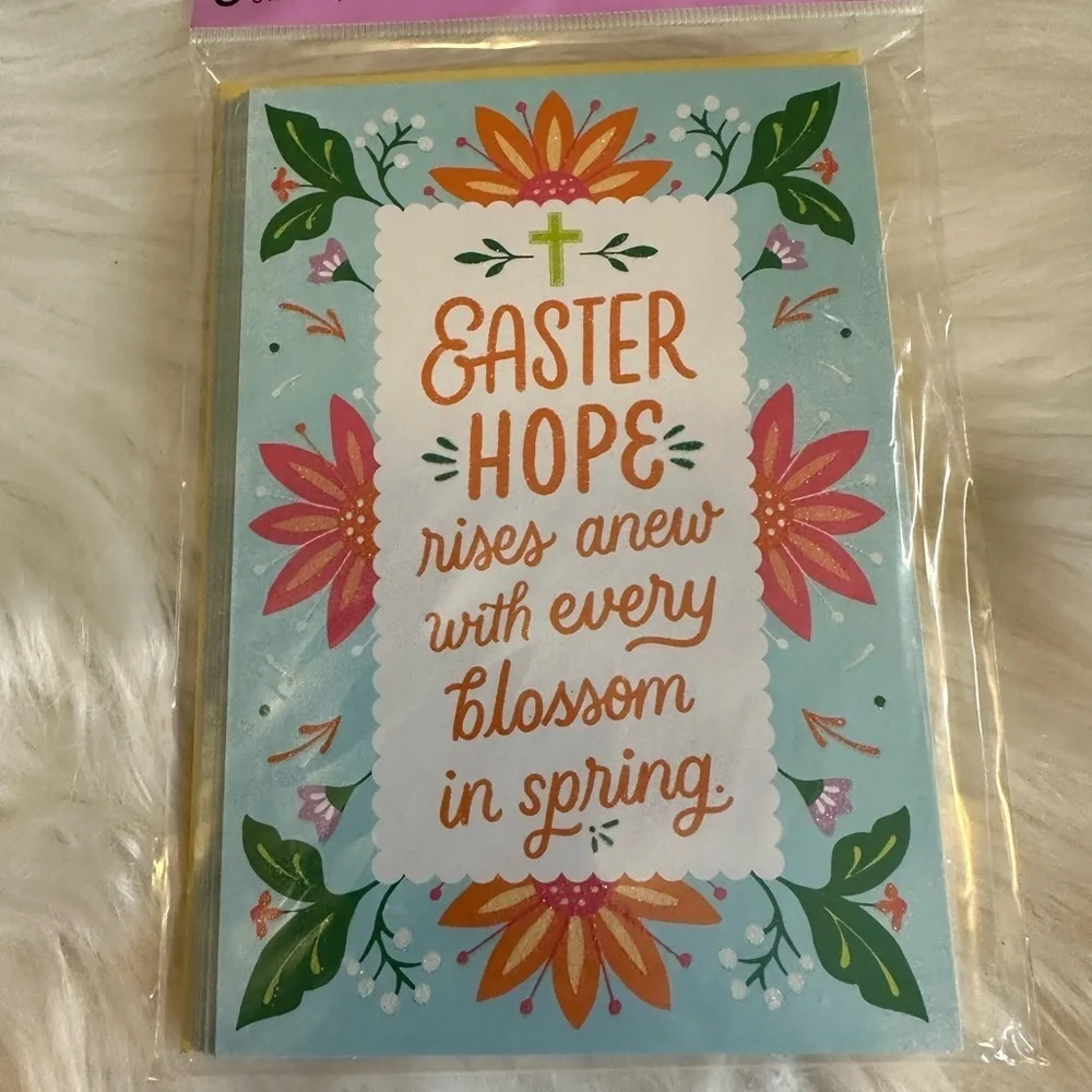 🩵5/$8 Easter Hope Greeting Card with Floral Design
